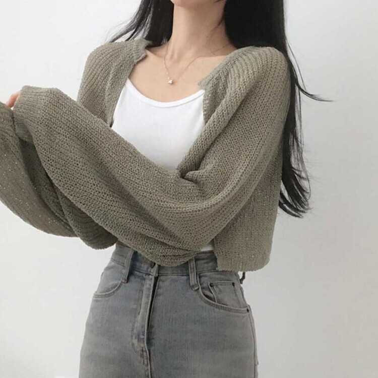 デリケートシンクボレロカーディガン8色 KHAKI