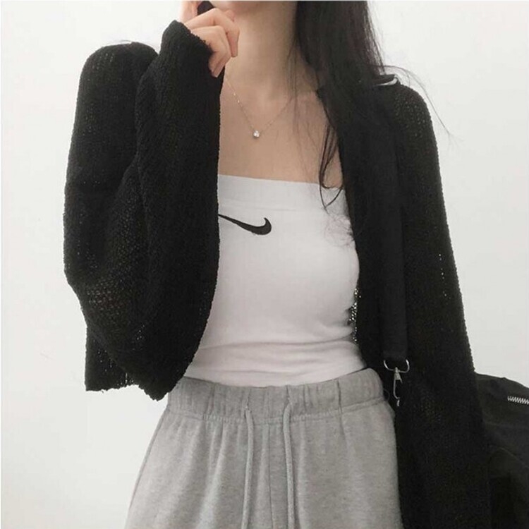 デリケートシンクボレロカーディガン8色 BLACK