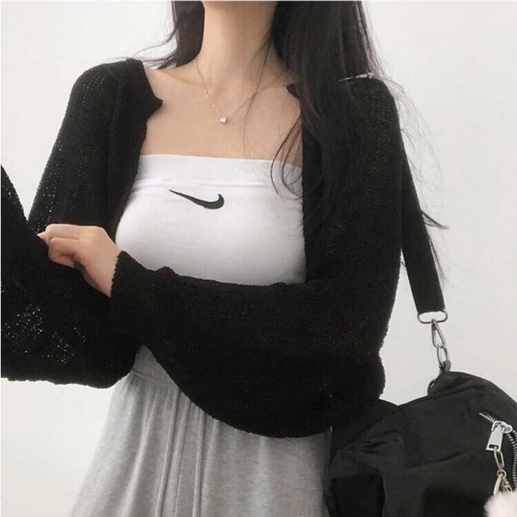 デリケートシンクボレロカーディガン8色 BLACK