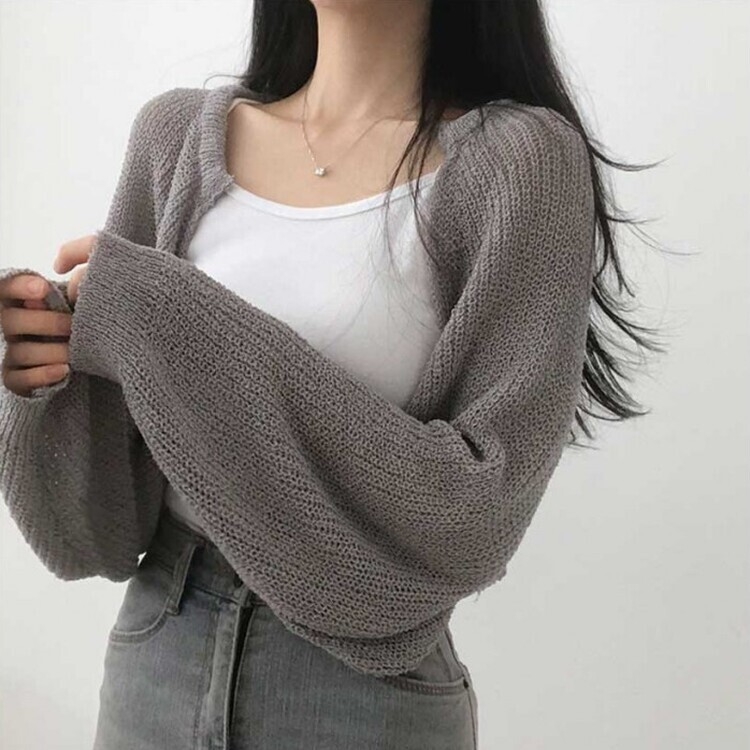 デリケートシンクボレロカーディガン8色 GRAY