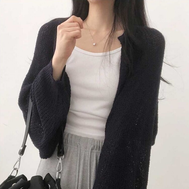 デリケートシンクボレロカーディガン8色 BLACK