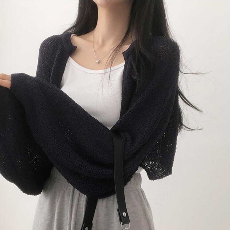 デリケートシンクボレロカーディガン8色 BLACK