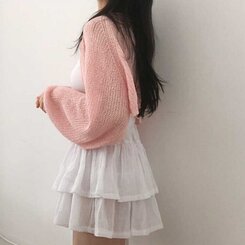 デリケートシンクボレロカーディガン8色 PINK