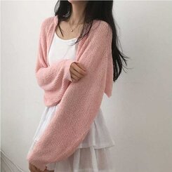 デリケートシンクボレロカーディガン8色 PINK