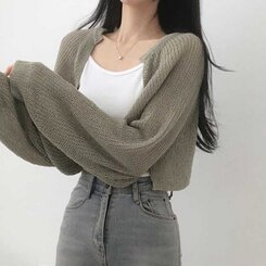 デリケートシンクボレロカーディガン8色 KHAKI