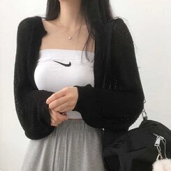 デリケートシンクボレロカーディガン8色 BLACK