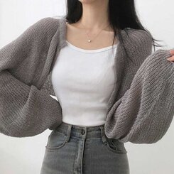 デリケートシンクボレロカーディガン8色 GRAY