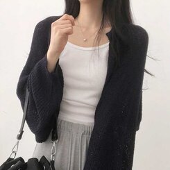 デリケートシンクボレロカーディガン8色 BLACK