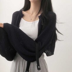 デリケートシンクボレロカーディガン8色 BLACK