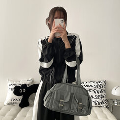 配色ラインクロップドウィンドブレーカー｜ジャンパー｜韓国