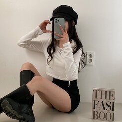 ショートパンツ ハイウエストピンタックスパンショートパンツ BLACK