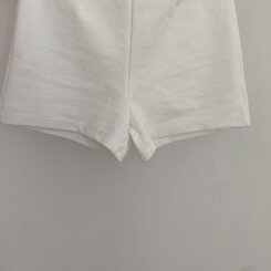 ショートパンツ ハイウエストピンタックスパンショートパンツ
