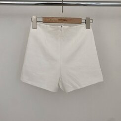ショートパンツ ハイウエストピンタックスパンショートパンツ