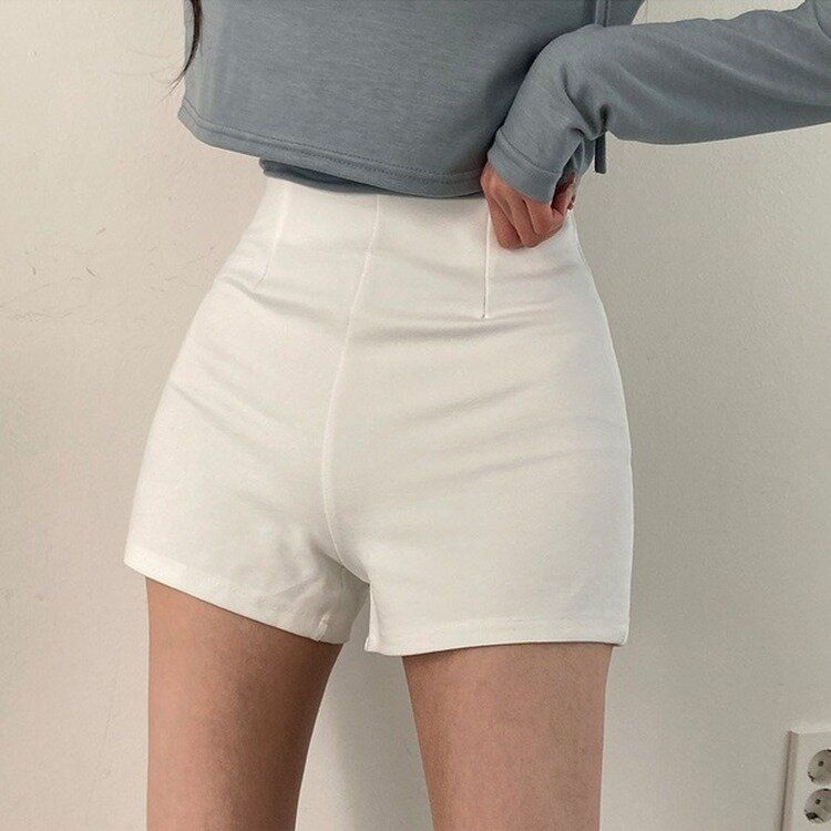 ハイウエストピンタックスパンショートパンツ WHITE