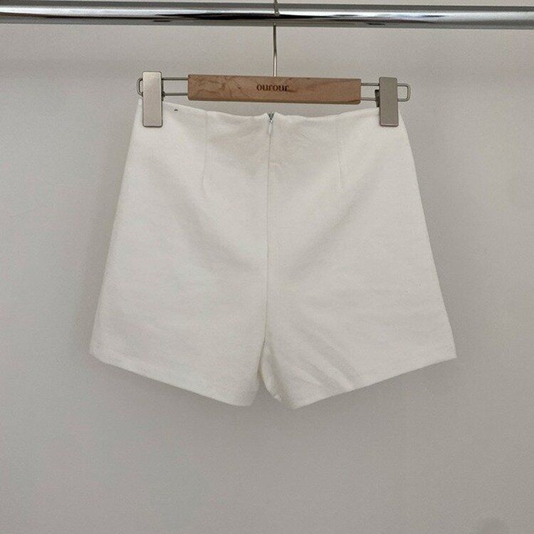 ハイウエストピンタックスパンショートパンツ