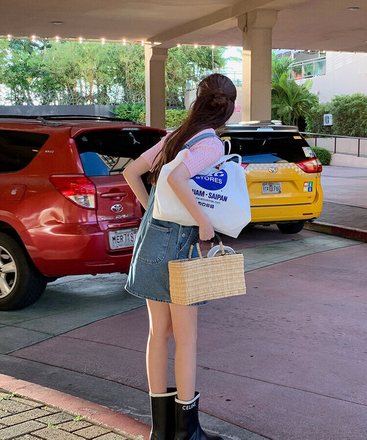 ケーブル編みシャーリング半袖ニット5色 PINK