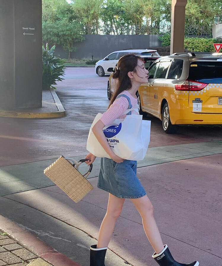 ケーブル編みシャーリング半袖ニット5色 PINK