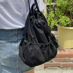 バックバッグ・スクールバッグ コットンストリングシャーリングバックパック BLACK