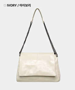 バッグ ボストンフェイクレザーチェーンショルダーバッグ IVORY