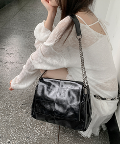ボストンフェイクレザーチェーンショルダーバッグ｜バッグ｜韓国