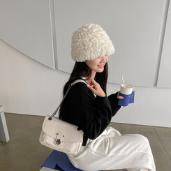 バッグ フェイクレザーチェーンツーウェイショルダークロスバッグ IVORY