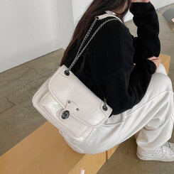 バッグ フェイクレザーチェーンツーウェイショルダークロスバッグ IVORY