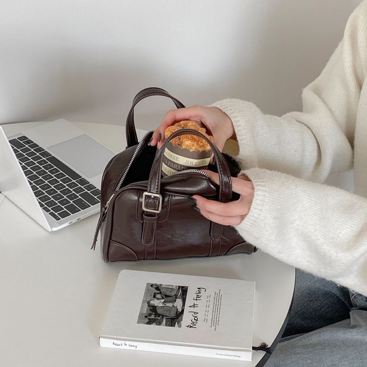 ビンテージボストンバックルトートクロスバッグ BROWN