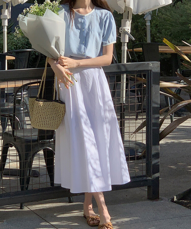 ピンタックフルコットンスカート IVORY