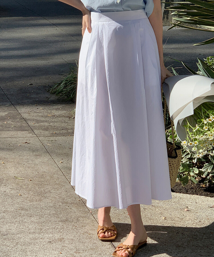 ピンタックフルコットンスカート IVORY