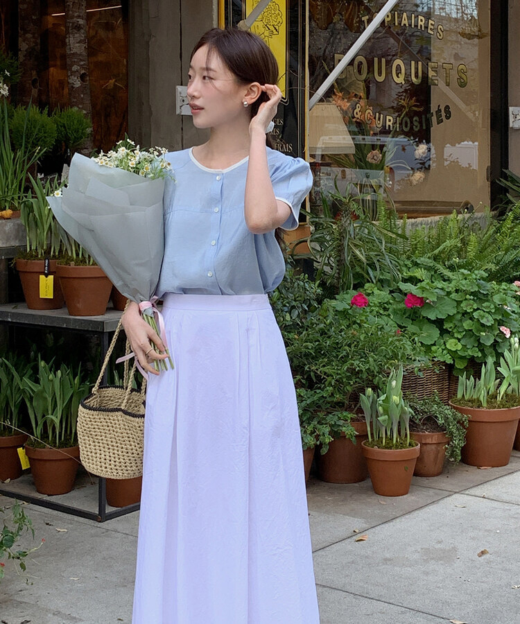 ピンタックフルコットンスカート IVORY