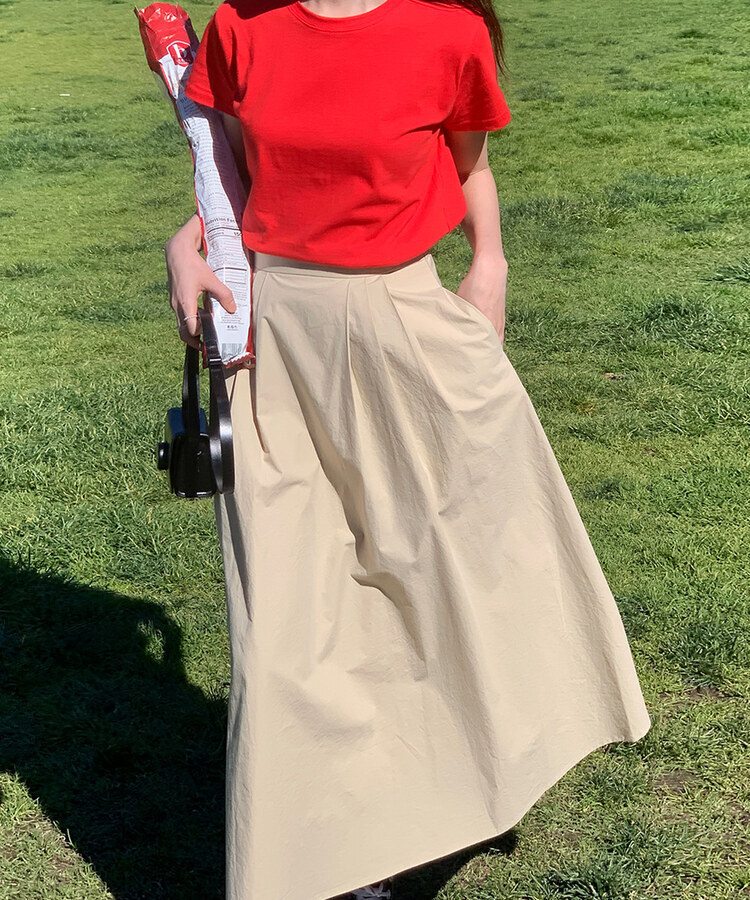 ピンタックフルコットンスカート BEIGE