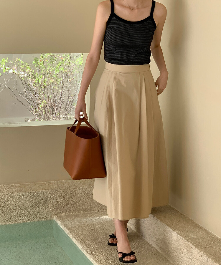 ピンタックフルコットンスカート BEIGE