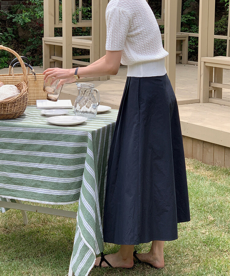ピンタックフルコットンスカート NAVY