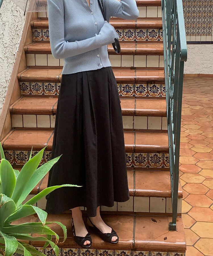 ピンタックフルコットンスカート BLACK