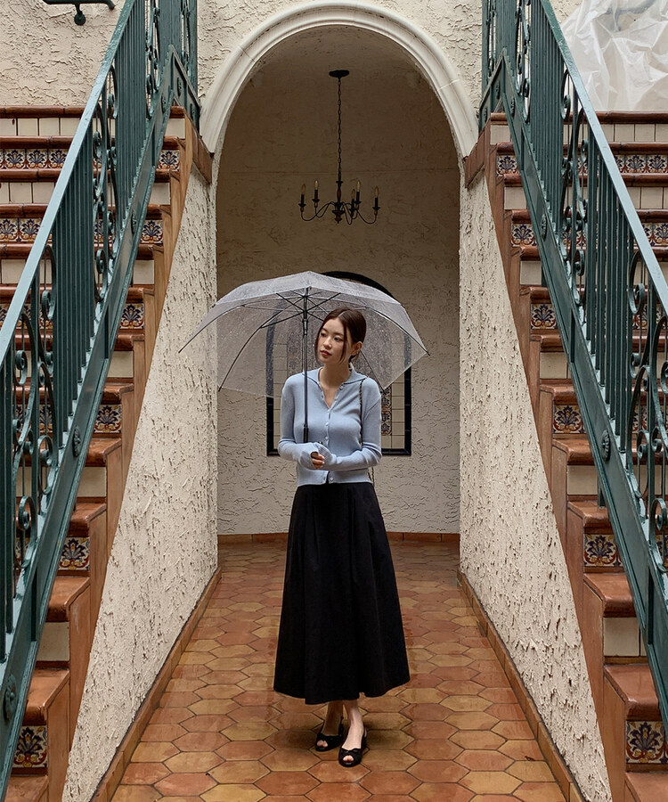 ピンタックフルコットンスカート BLACK