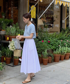 ピンタックフルコットンスカート IVORY