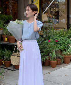 ピンタックフルコットンスカート IVORY