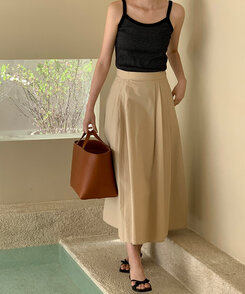 ピンタックフルコットンスカート BEIGE
