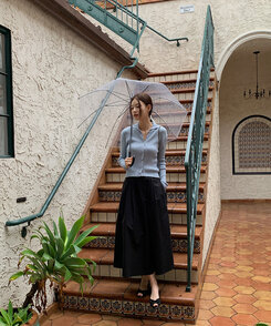 ピンタックフルコットンスカート BLACK