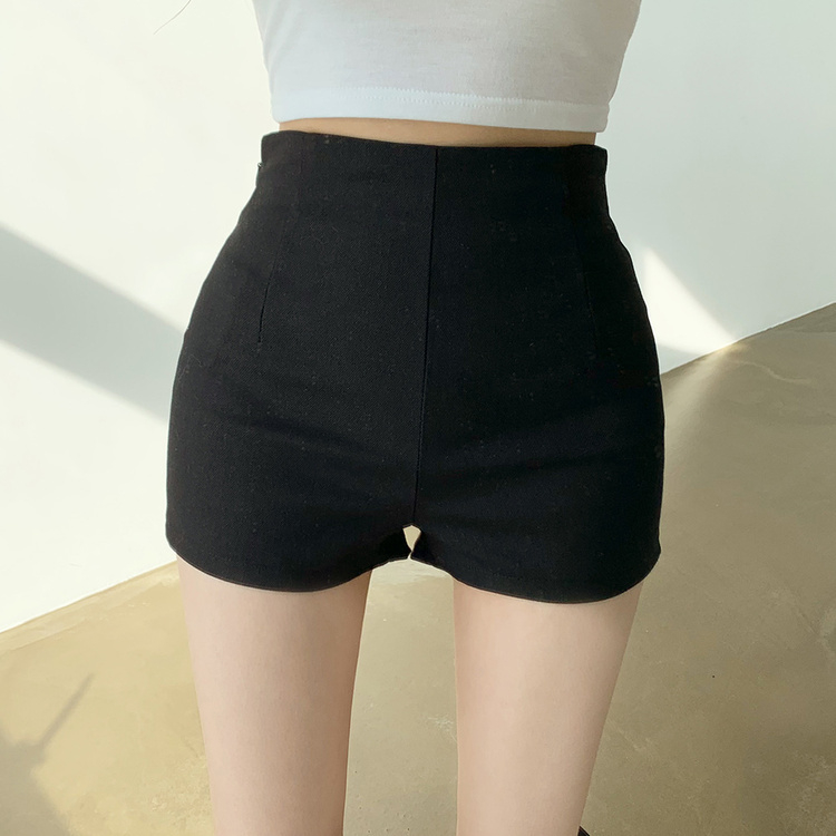 ハイウエストピンタックスリムフィットショートパンツ｜ショートパンツ