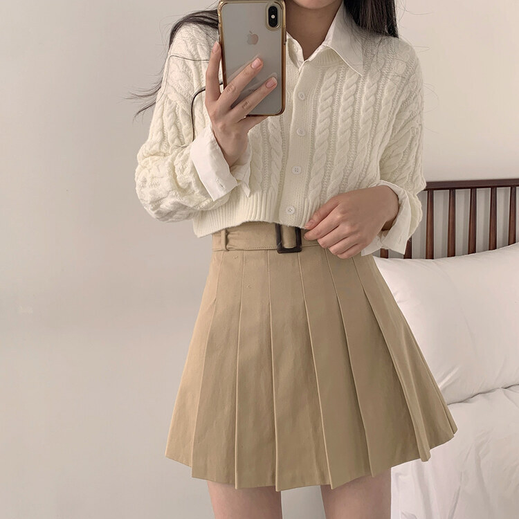 【マークアンドロナ】美品 スカート プリーツ ベージュ Mサイズ レディース ベディベルトプリーツスカート｜ミニスカート｜韓国ファッション通販 SONA