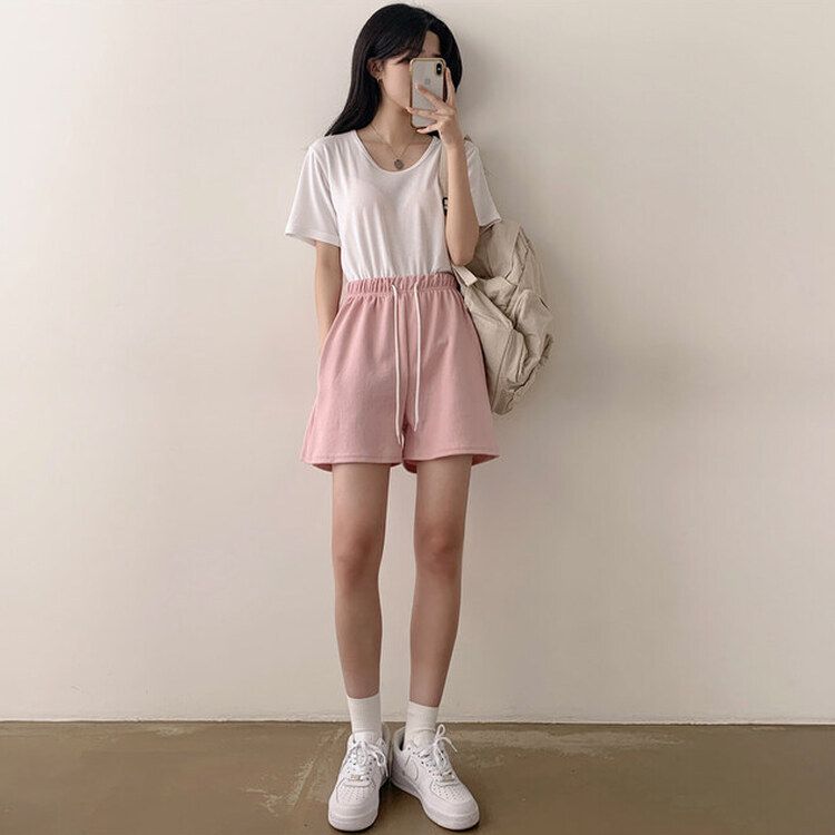 トレーニングパンツ 【3分丈/5分丈 形別】バンディングトレーニングショートパンツ12色 PINK