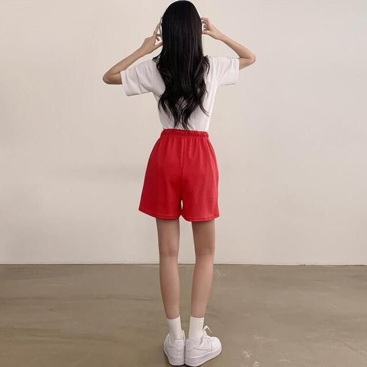 トレーニングパンツ 【3分丈/5分丈 形別】バンディングトレーニングショートパンツ12色 RED