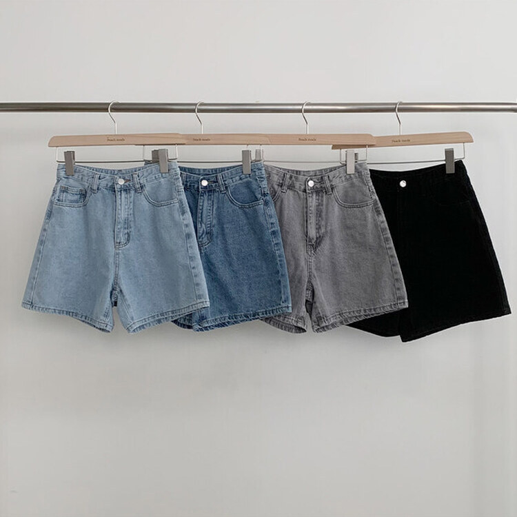 ショートパンツ 【SHORT/BASIC 丈別】ハイウエストデニムショートパンツ