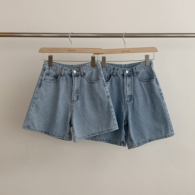 ショートパンツ 【SHORT/BASIC 丈別】ハイウエストデニムショートパンツ