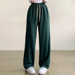 【SHORT/LONG 丈別】ハイウエストワイドトレーニングパンツ 9色 GREEN