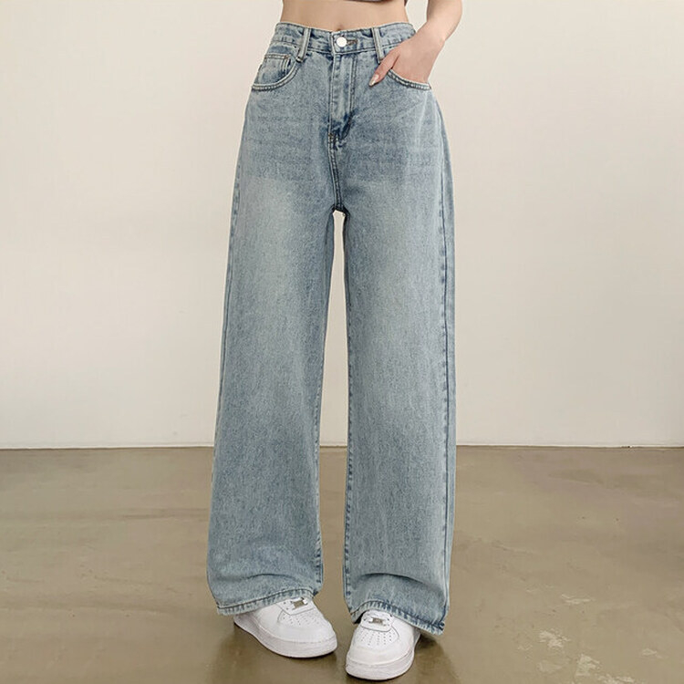 【SHORT/BASIC/LONG 丈別】ハイウエストワイドデニムパンツ6色 LIGHT BLUE