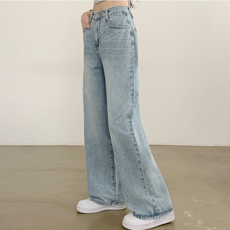 【SHORT/BASIC/LONG 丈別】ハイウエストワイドデニムパンツ6色 LIGHT BLUE