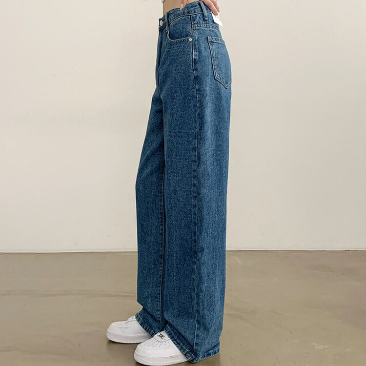 【SHORT/BASIC/LONG 丈別】ハイウエストワイドデニムパンツ6色 BLUE