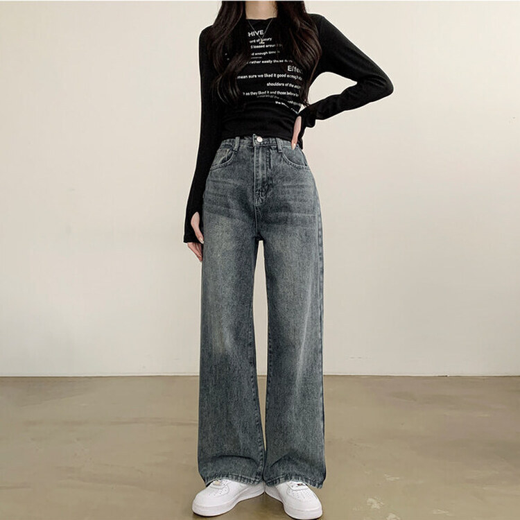 【SHORT/BASIC/LONG 丈別】ハイウエストワイドデニムパンツ6色 GRAY